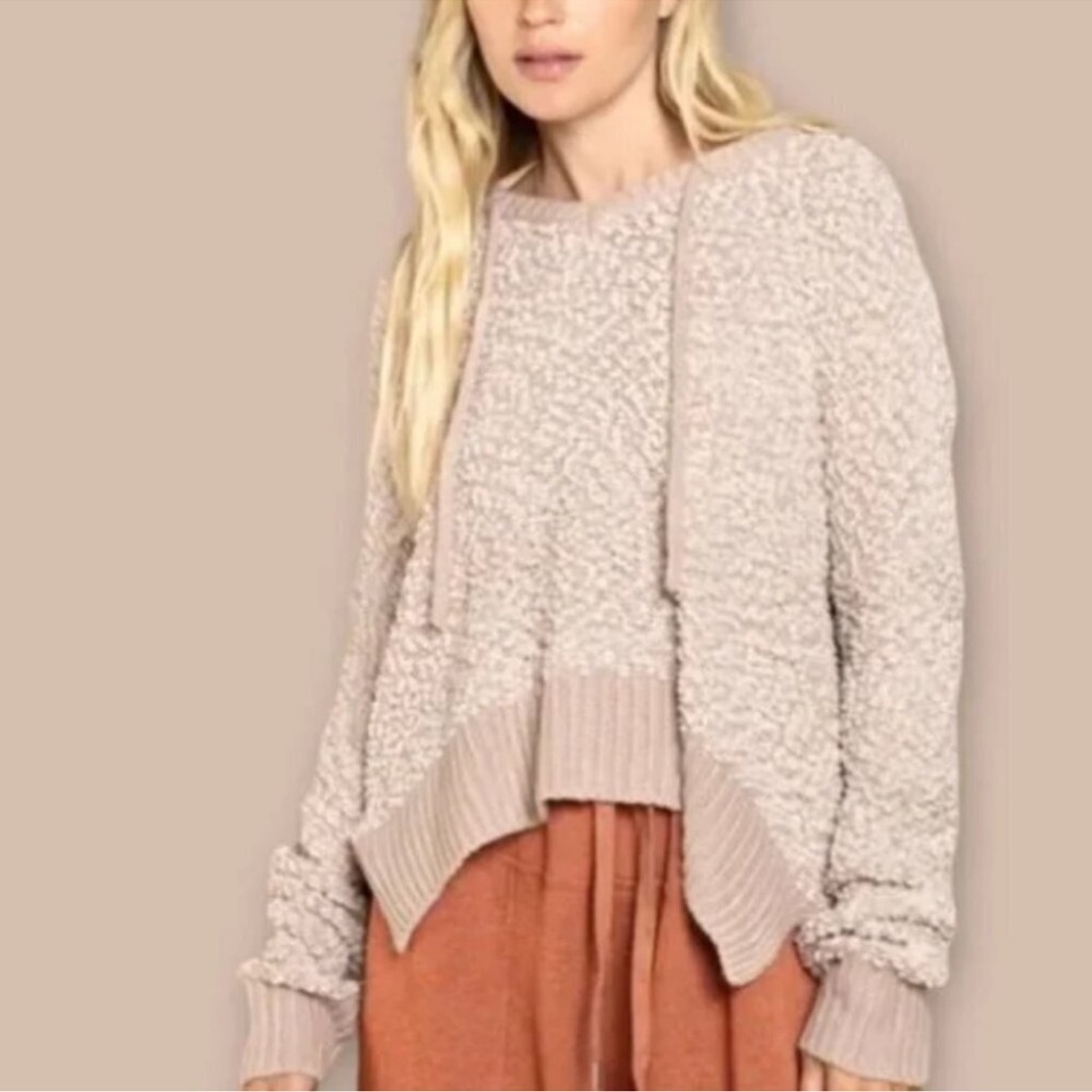 POL Cozy Pink Hoodie V-Neck Sweater oversized boxy fit
